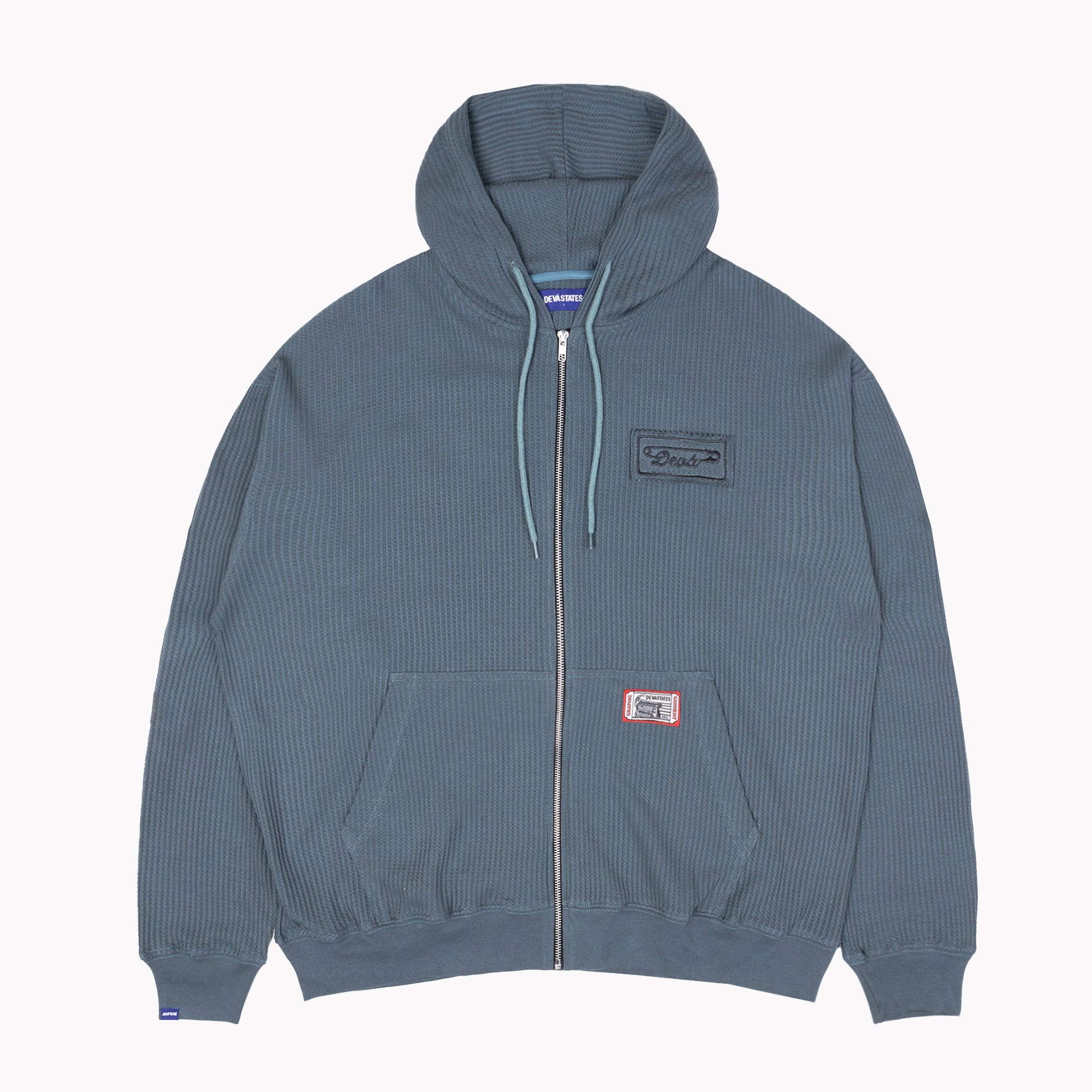 CROSS Waffle Knit Zip-Up Hoodie [Blue] – DEVÁ STATES