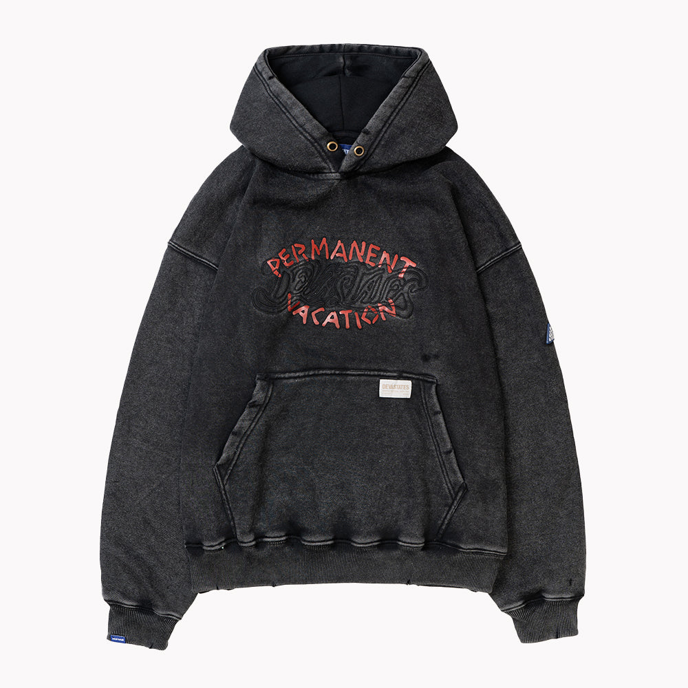 PERMANENT Distressed Hoodie [Washed Black]