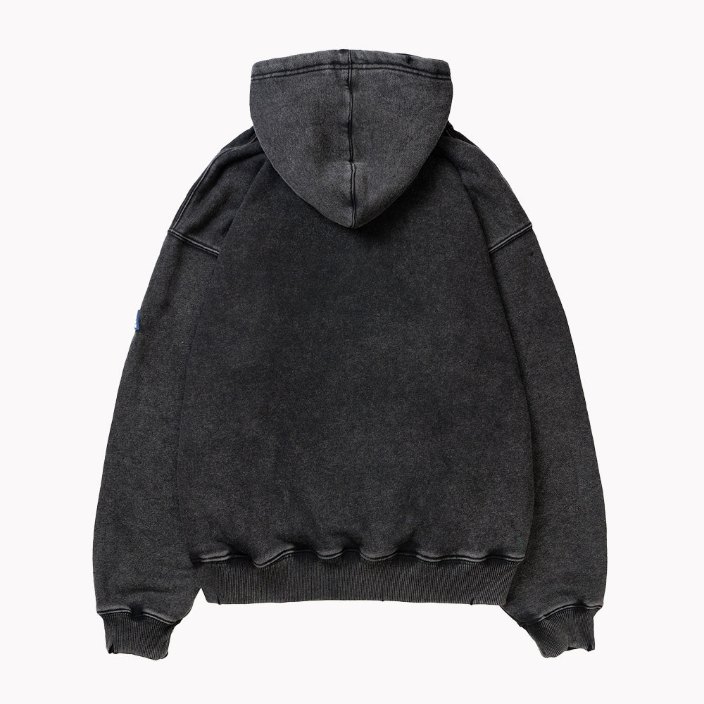PERMANENT Distressed Hoodie [Washed Black]