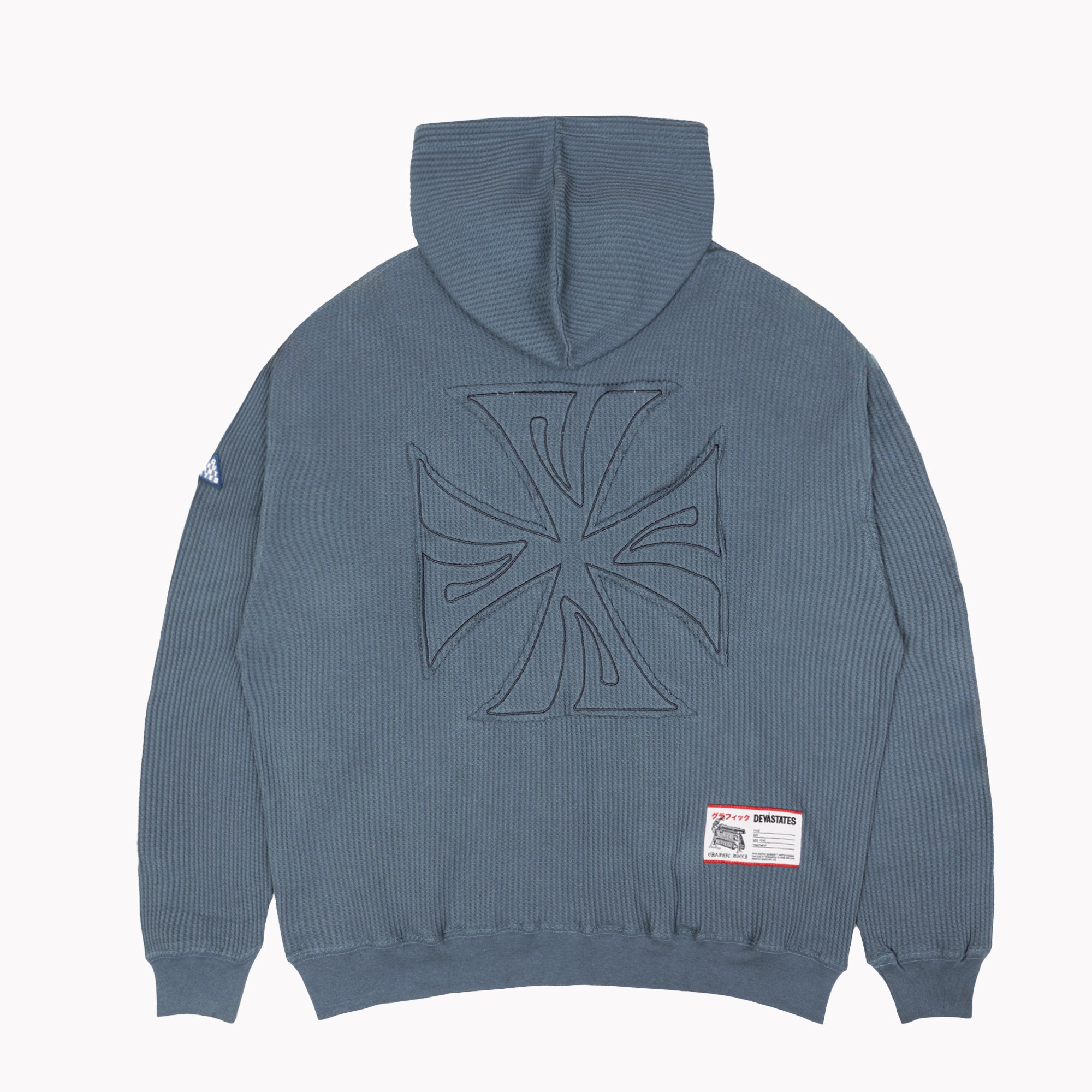 CROSS Waffle Knit Zip-Up Hoodie [Blue] – DEVÁ STATES