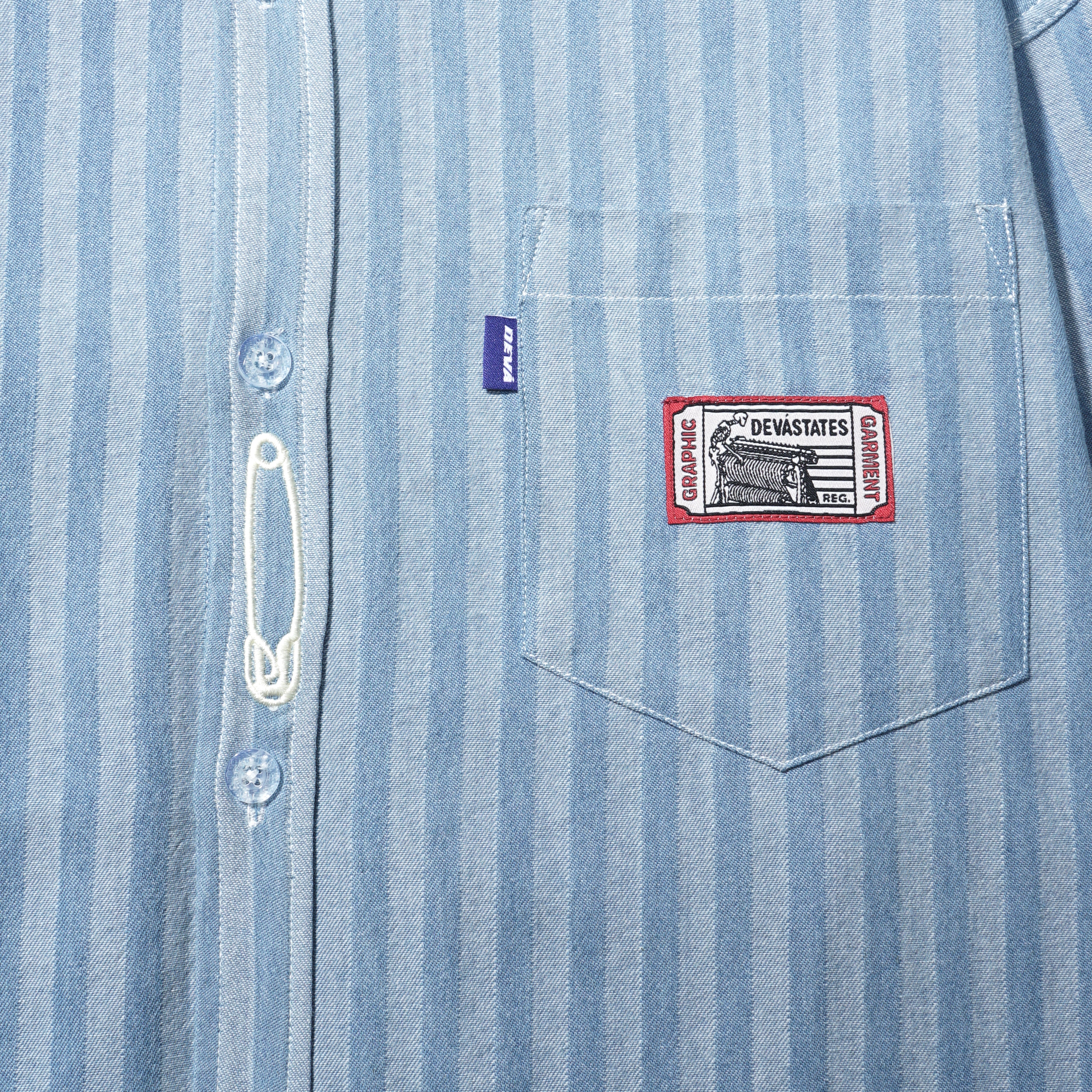 PINS Striped Denim Workshirt [Blue]
