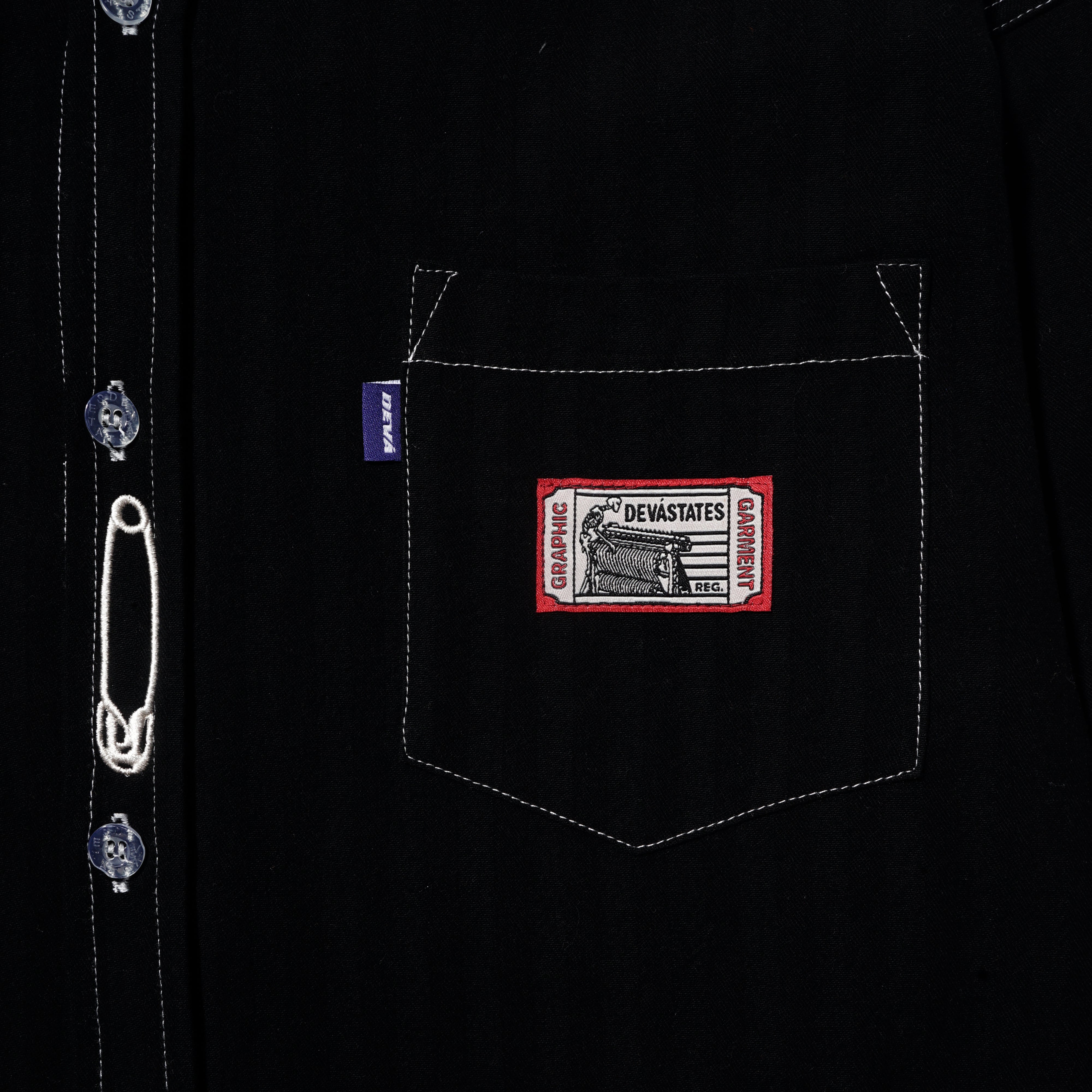 PINS Striped Denim Workshirt [Black]