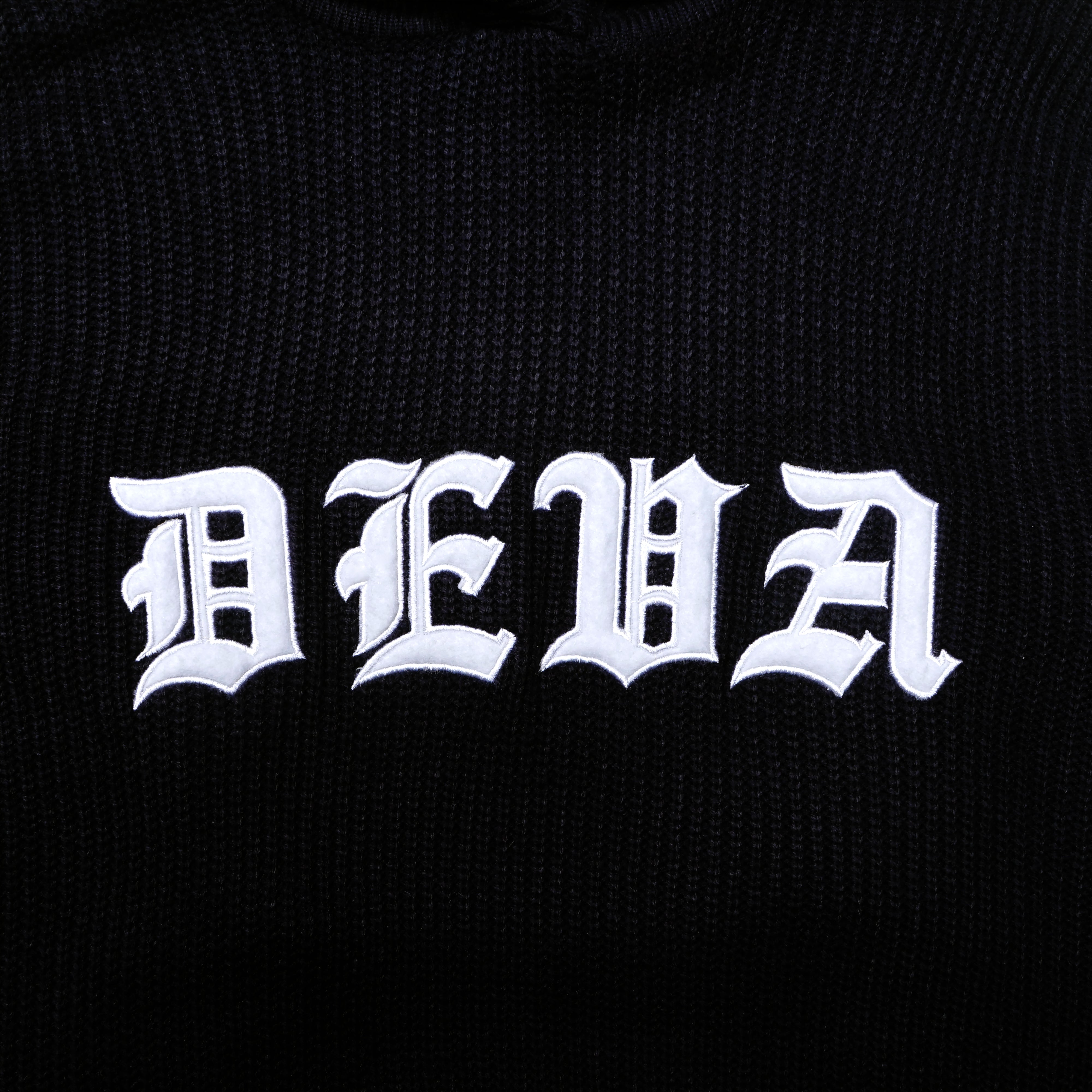 BLACKLETTER Knitted Hoodie [Black]