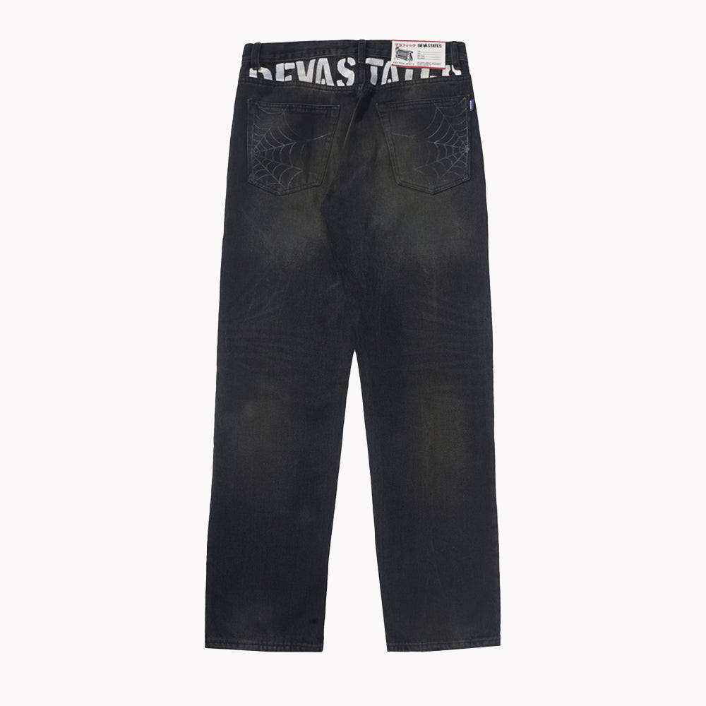GRIT Dirty Wash Denim Pants [Washed Black]