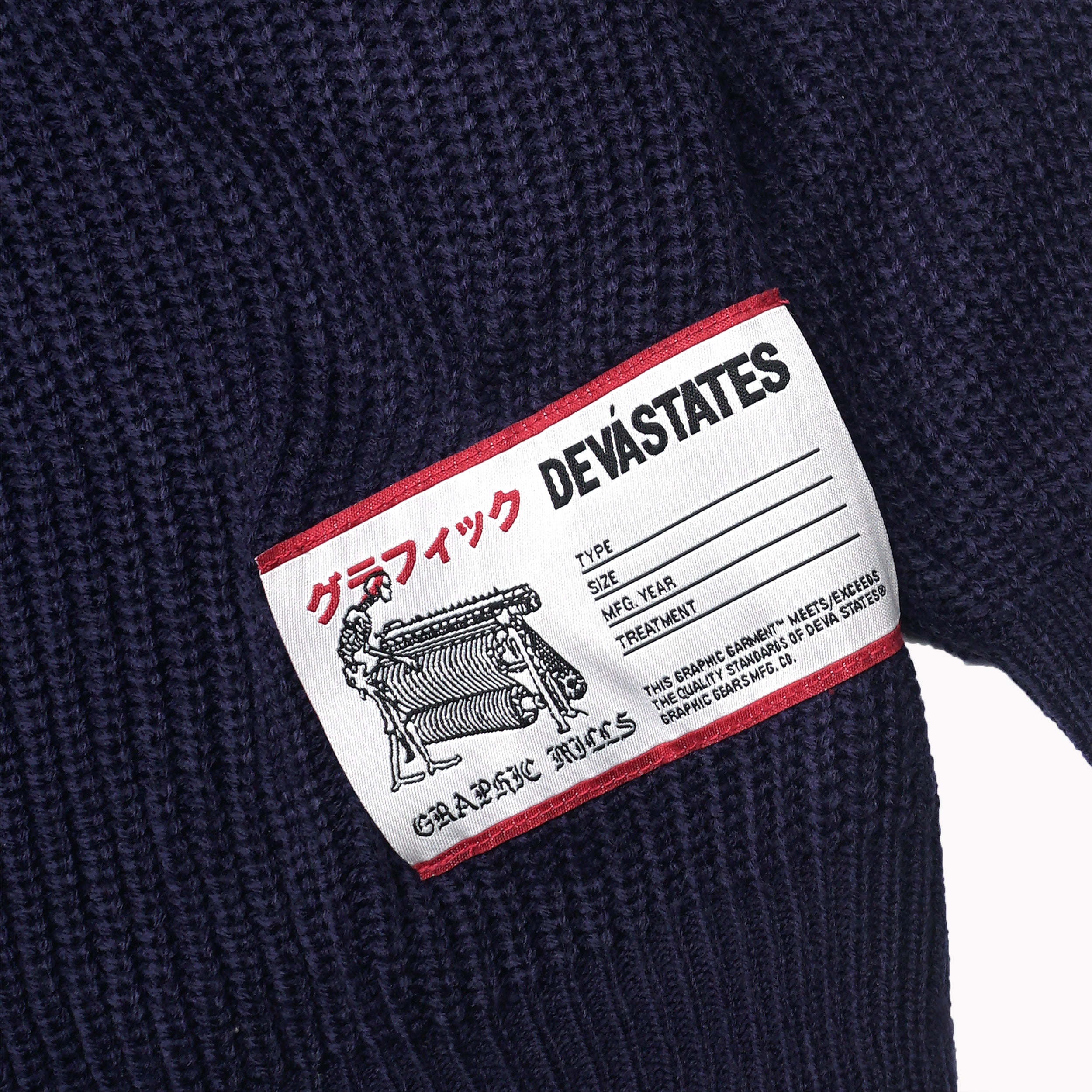 BLACKLETTER Knitted Hoodie [Blue]