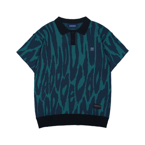 PANTERA Jacquard Knit S/S Polo Shirt [Blue] – DEVÁ STATES