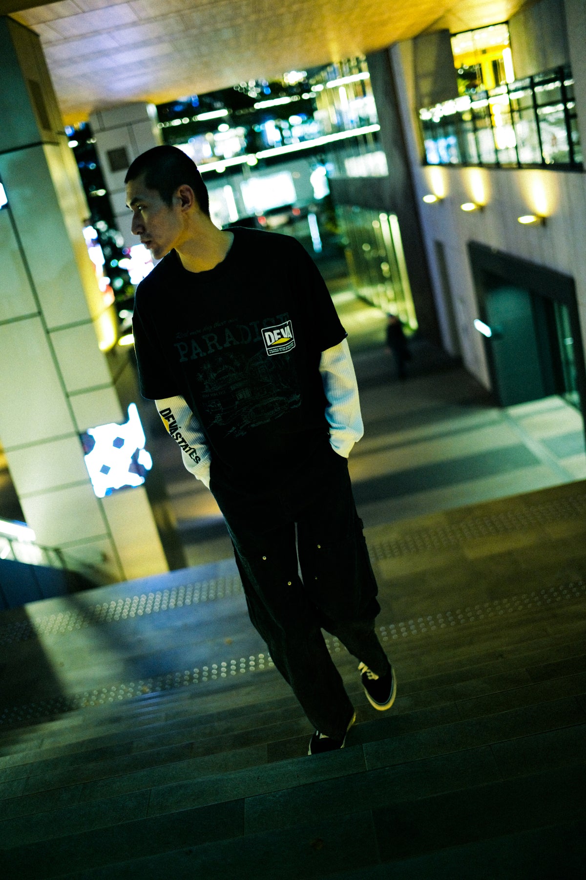 COLONY L/S Layered T-Shirt [Washed Black]